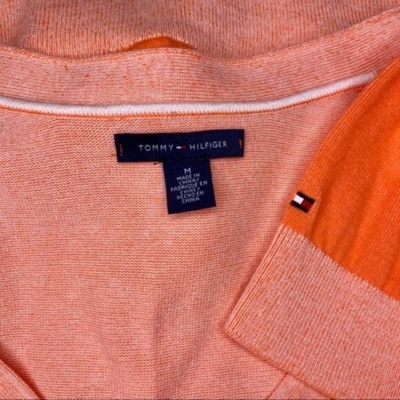 Tommy Hilfiger V Neck Button Front Sweater Cardigan Orange Medium - Picture 7 of 8